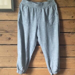LOFT Gray Track Pants with Elastic Waistband and Cuffed Ankles